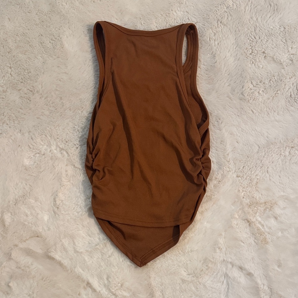 Brown Ribbed Tank Top - Picture 2 of 2